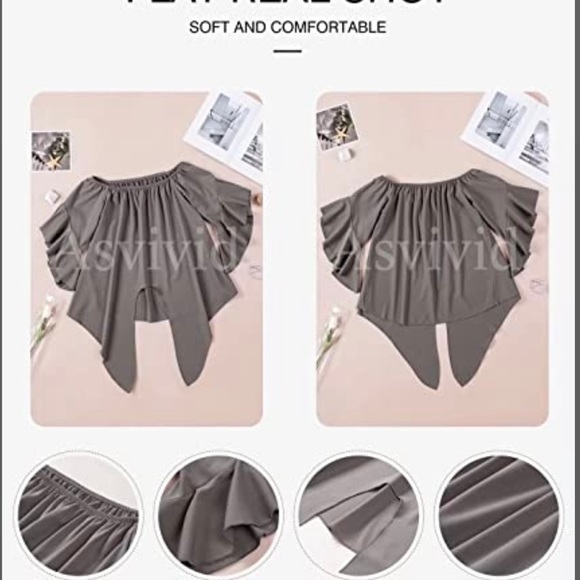 Women’s Casual Solid Off The Shoulder Top - Picture 7 of 9